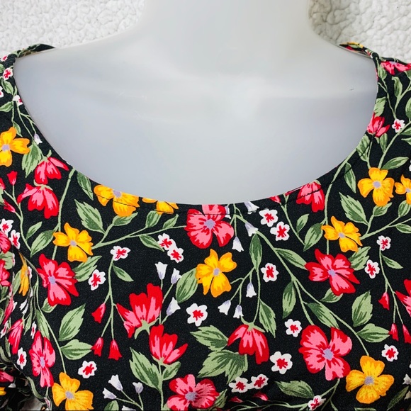 Old navy floral multi color dress large w/sleeves - Picture 5 of 8